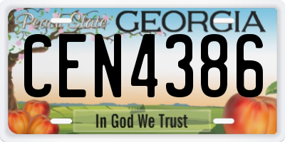GA license plate CEN4386