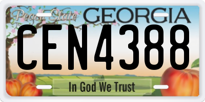 GA license plate CEN4388