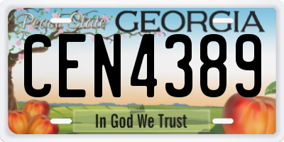 GA license plate CEN4389
