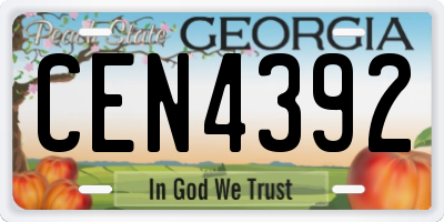 GA license plate CEN4392