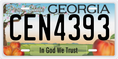 GA license plate CEN4393