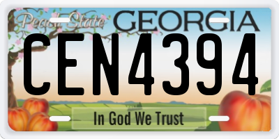 GA license plate CEN4394