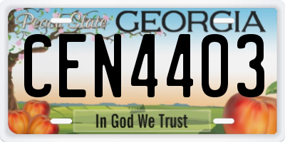 GA license plate CEN4403