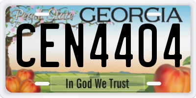 GA license plate CEN4404