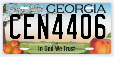 GA license plate CEN4406