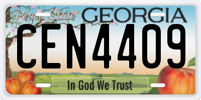 GA license plate CEN4409