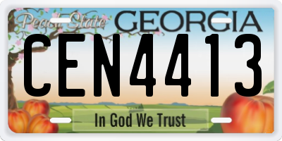 GA license plate CEN4413