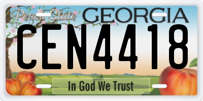 GA license plate CEN4418