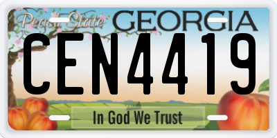 GA license plate CEN4419