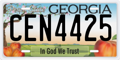 GA license plate CEN4425