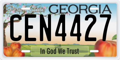 GA license plate CEN4427