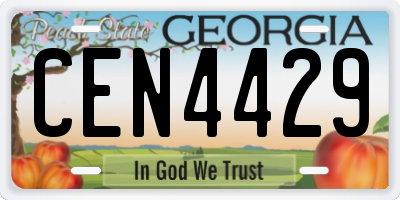 GA license plate CEN4429
