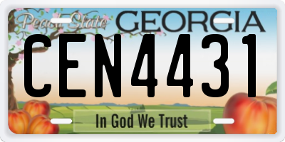 GA license plate CEN4431