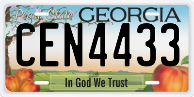 GA license plate CEN4433
