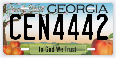 GA license plate CEN4442
