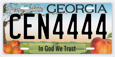 GA license plate CEN4444