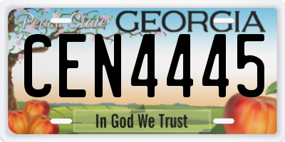 GA license plate CEN4445