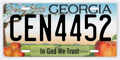 GA license plate CEN4452