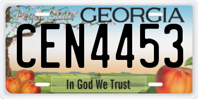 GA license plate CEN4453