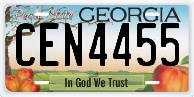GA license plate CEN4455