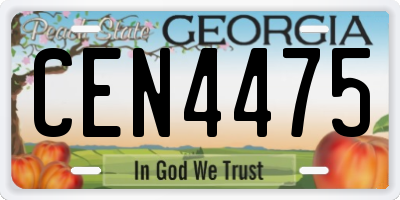 GA license plate CEN4475