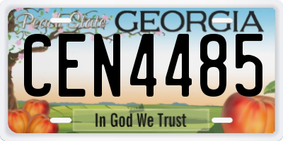 GA license plate CEN4485