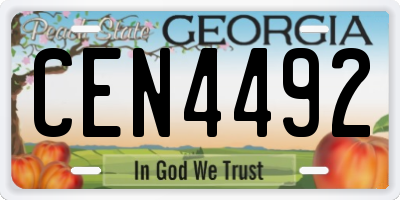 GA license plate CEN4492