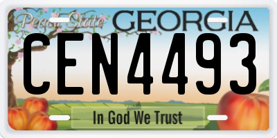 GA license plate CEN4493