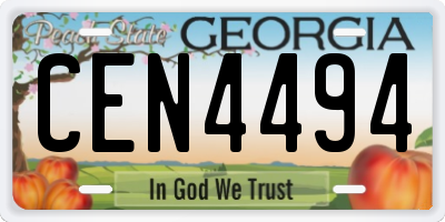 GA license plate CEN4494