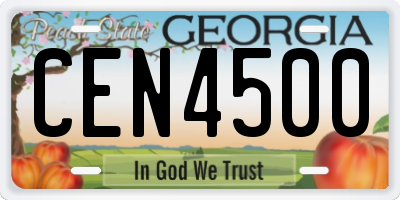 GA license plate CEN4500