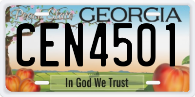 GA license plate CEN4501