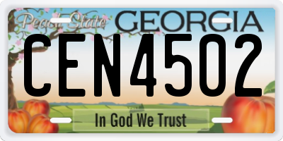 GA license plate CEN4502