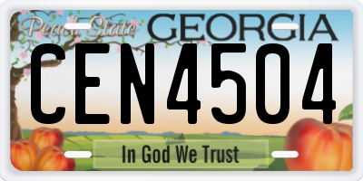 GA license plate CEN4504
