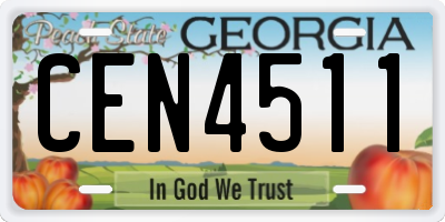 GA license plate CEN4511
