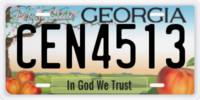 GA license plate CEN4513