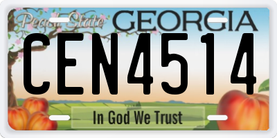 GA license plate CEN4514