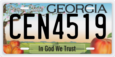 GA license plate CEN4519