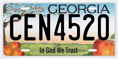GA license plate CEN4520