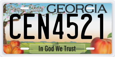 GA license plate CEN4521