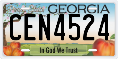 GA license plate CEN4524