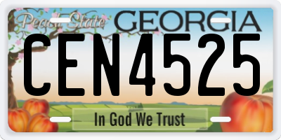 GA license plate CEN4525