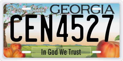 GA license plate CEN4527