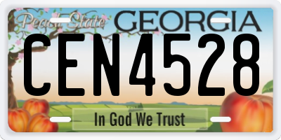 GA license plate CEN4528