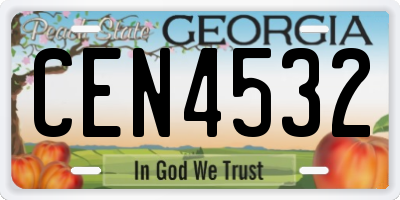 GA license plate CEN4532