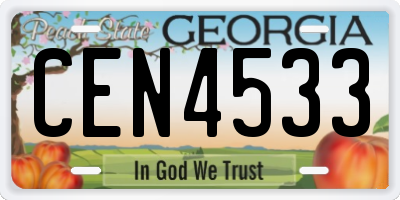 GA license plate CEN4533