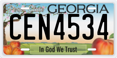 GA license plate CEN4534