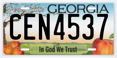 GA license plate CEN4537