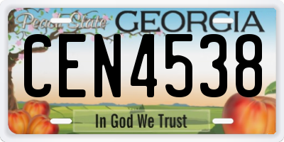 GA license plate CEN4538