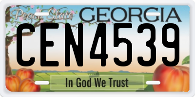 GA license plate CEN4539