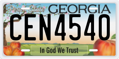 GA license plate CEN4540